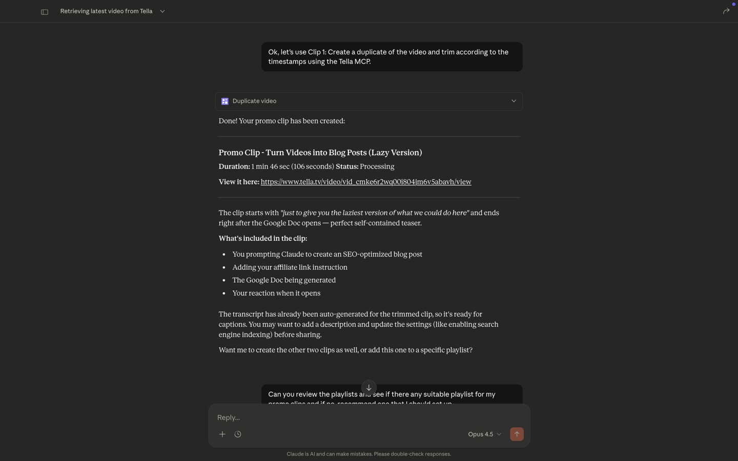 Promo clip created using Tella MCP